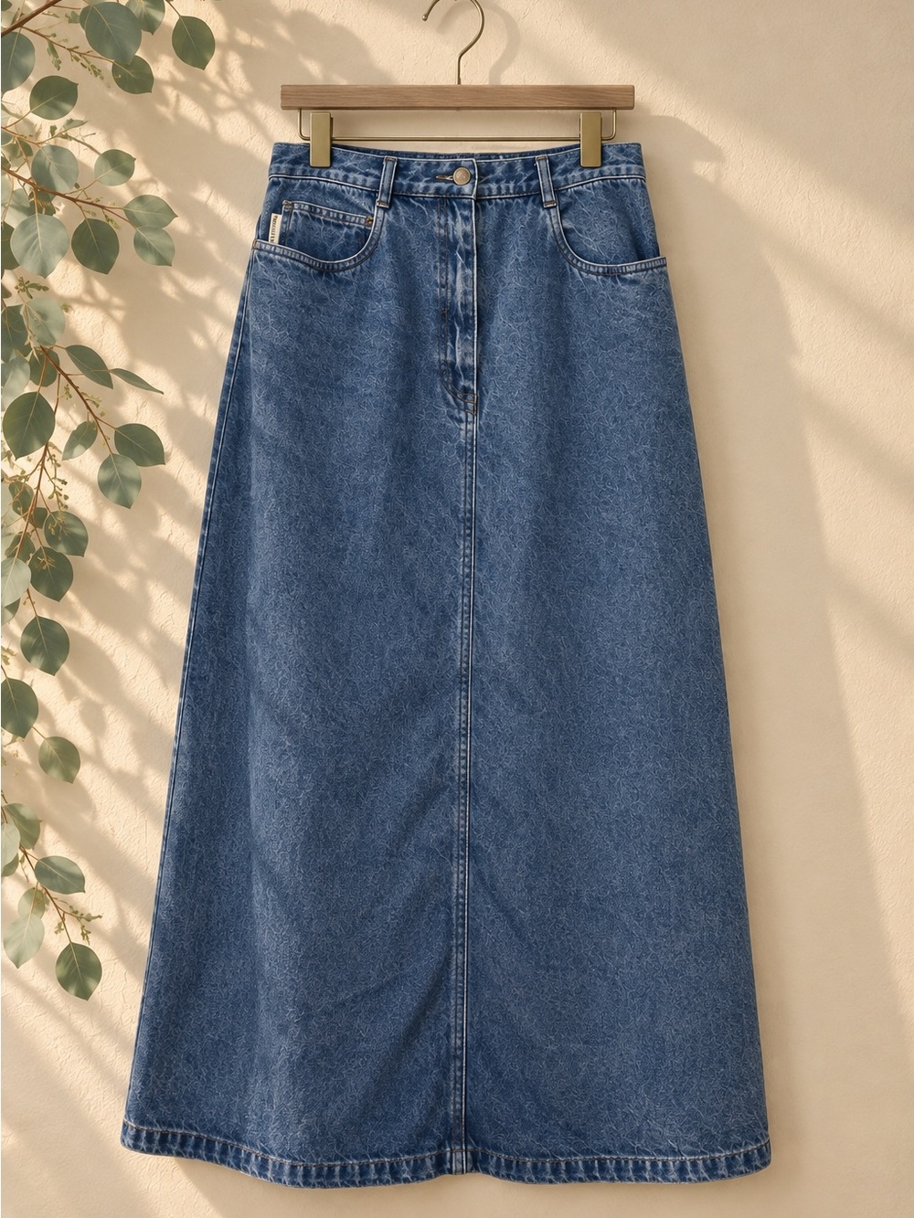 Pendleton Vintage-Inspired Blue Denim A-Line Skirt